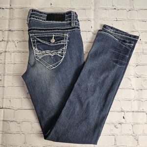 TwentyOne Black By Rue21 Womens‎ Jeans Size 5/6R Skinny Embroidered Studded